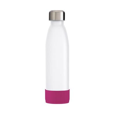 Trinkflasche RETUMBLER-TOULON GLASS, weiß, Sleeve magenta