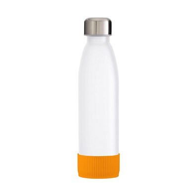 Trinkflasche RETUMBLER-TOULON GLASS, weiß, Sleeve orange