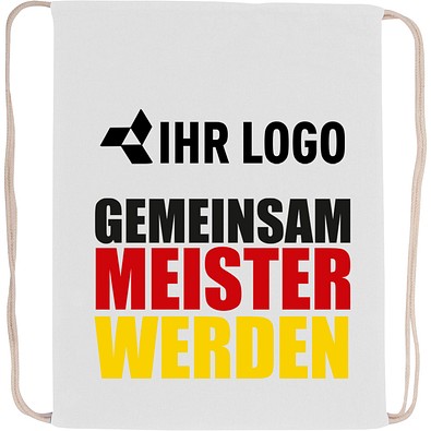 Turnbeutel Fan-Edition mit WM-Motiv Meister plus Logofläche