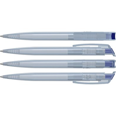 uma® RECYCLED PET PEN transparent SG Druckkugelschreiber, dunkelblau