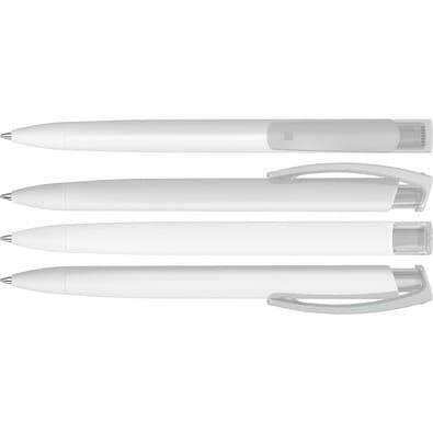 uma® TRINITY K transparent RECY Druckkugelschreiber, weiss
