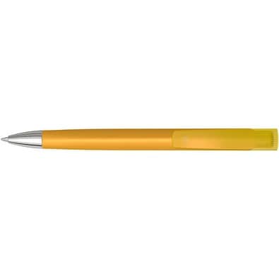 uma® Druckkugelschreiber TrinityGum, mit Metallspitze, blaue Mine, ockergelb