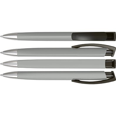 uma® TRINITY K transparent SI RECY Druckkugelschreiber, grau