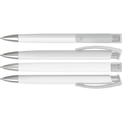 uma® TRINITY K transparent SI RECY Druckkugelschreiber, weiss