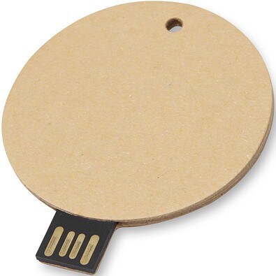 USB-Stick 2.0 rund aus recyceltem Papier, Kraftpapier, 2GB