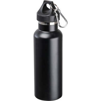 Vakuum Isolierflasche, matt, 750ml mit Karabiner, schwarz