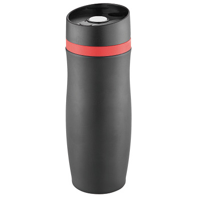 METMAXX® Vakuum-Thermobecher CremaExtensaNero 400 ml, schwarz/rot