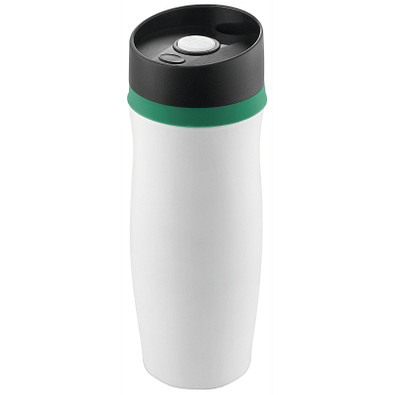 METMAXX® Vakuum-Thermobecher Metall, 400 ml, weiß/grün METMAXX® Vakuum-Thermobecher Metall, 400 ml, weiß/grün