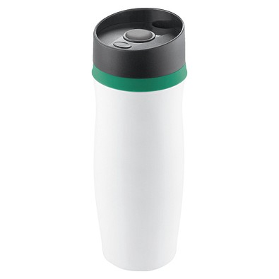 METMAXX® Vakuum-Thermobecher Metall, 400 ml, weiß/grün