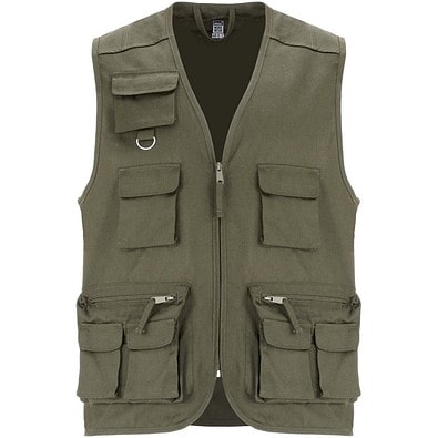 Venera Arbeitsweste mit V-Ausschnitt und mehreren Taschen, 200 g/m2, militärgrün, XL