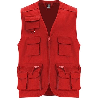 Venera Arbeitsweste mit V-Ausschnitt und mehreren Taschen, 200 g/m2, rot, XL