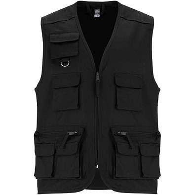 Venera Arbeitsweste mit V-Ausschnitt und mehreren Taschen, 200 g/m2, schwarz, L