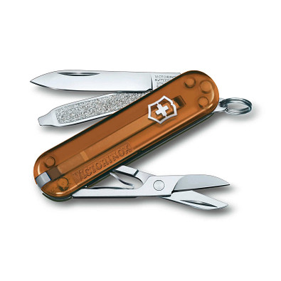VICTORINOX Taschenmesser Classic SD, 7 Funktionen, braun-transparent