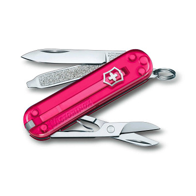 VICTORINOX Taschenmesser Classic SD, 7 Funktionen, pink-transparent