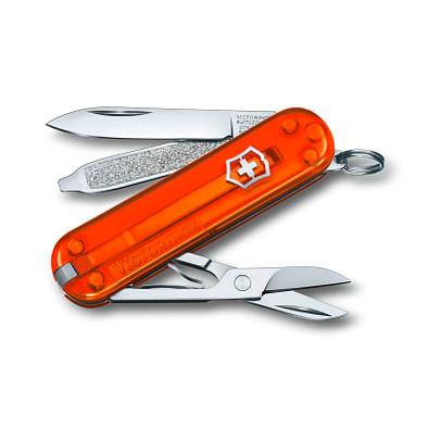 VICTORINOX Taschenmesser Classic SD, 7 Funktionen, orange-transparent