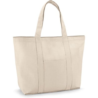 VILLE. Tragetasche aus 100% Canvas-Baumwolle mit einer Innentasche (280 g/m²), Naturhell