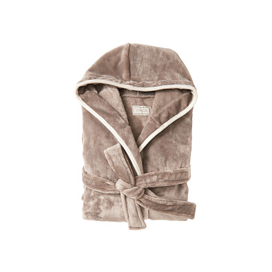 VINGA Louis Luxus Plüsch GRS rPET Bademantel Größe L/XL, grau