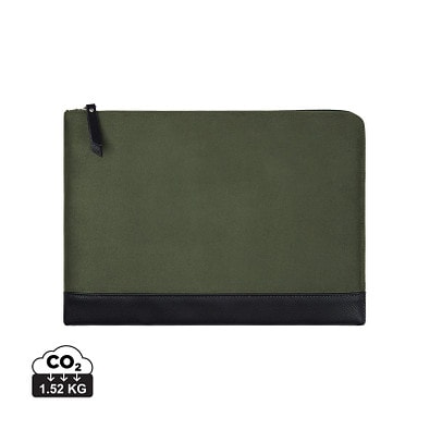 VINGA Marlow 16 Zoll Laptop Sleeve aus RCS recyceltem Polyester, grün, schwarz