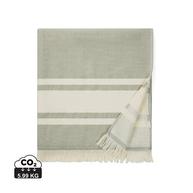 VINGA Tolo Hamam-Frottierhandtuch, grün, off white