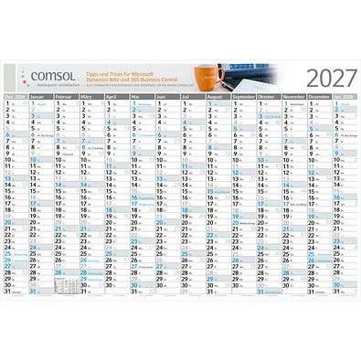 Geiger-Notes Wandplaner Horizont Bestseller, L, inkl. Druck, blau