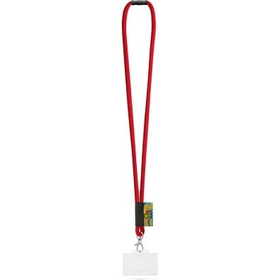 WATFORD. SET Lanyard TUBE Long (Ø 7 mm) mit 9 mm Auslösekarabiner, Ø 7 mm Sicherheitsverschluss und 91 x 68 mm starrem Ausweis-/Kartenhalter, 302 - Rot