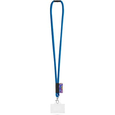 WATFORD. SET Lanyard TUBE Long (Ø 7 mm) mit 9 mm Auslösekarabiner, Ø 7 mm Sicherheitsverschluss und 91 x 68 mm starrem Ausweis-/Kartenhalter, 303 - Blau