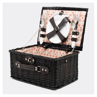 Weiden-Picknickkorb SUNSET PARK für 2 Personen,dunkelbraun