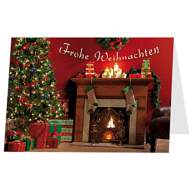 Grußkarte Weihnachten, Motiv Kamin, Danke an Mitarbeiter