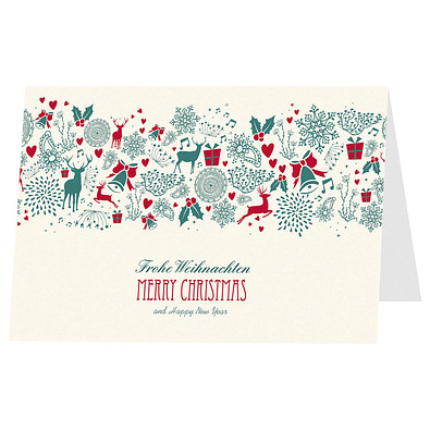 Grußkarte Weihnachten, Motiv Weihnachtsornamente, ohne Innendruck