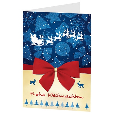 Grußkarte Weihnachten, Motiv Schleife, Danke an Partner
