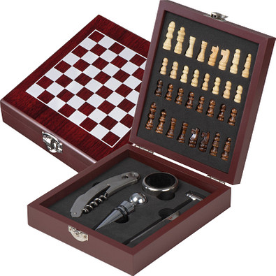 Weinset in Holzbox, braun