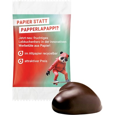 WEISS Lebkuchenherz, recyclingfähigem Papier weiß, inkl. Druck