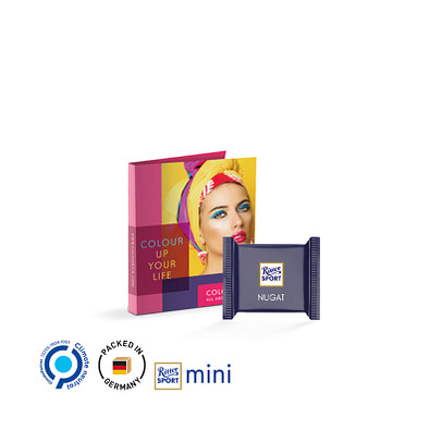 Werbekarte Midi, Ritter SPORT Mini Nugat, inkl. Druck