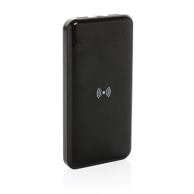 Wireless Powerbank aus RCS Standard recyceltem Kunststoff, schwarz