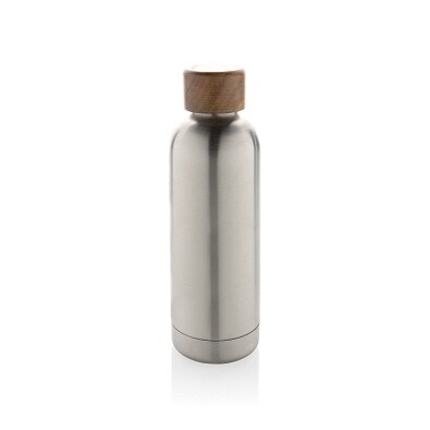 Wood Vakuumflasche aus RCS recyceltem Stainless-Steel, silber
