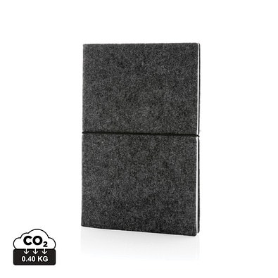 XD COLLECTION A5-Softcover-Notizbuch aus GRS zertifiert recyceltem Filz, schwarz
