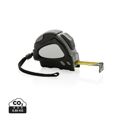 XD COLLECTION Auto-Stop-Maßband aus recyceltem Kunststoff, 5m, schwarz