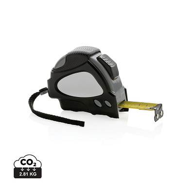 XD COLLECTION Auto-Stop-Maßband aus recyceltem Kunststoff, 8m/25mm, schwarz