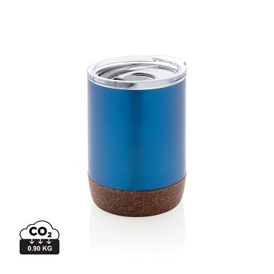 XD COLLECTION Kleine Vakuum-Kaffeetasse aus RCS rSteel & Kork, blau