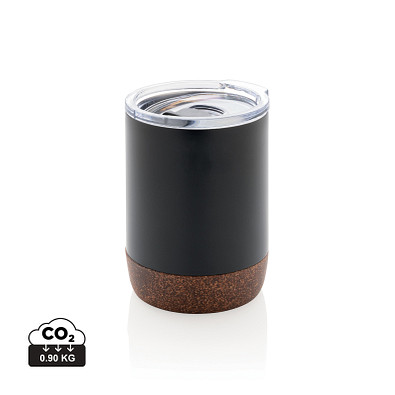 XD COLLECTION Kleine Vakuum-Kaffeetasse aus RCS rSteel & Kork, schwarz