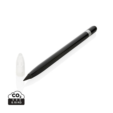 XD COLLECTION Tintenloser Stift aus Aluminium mit Radiergummi, schwarz