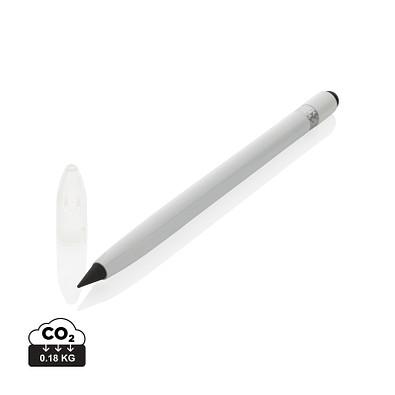 XD COLLECTION Tintenloser Stift aus Aluminium mit Radiergummi, weiß