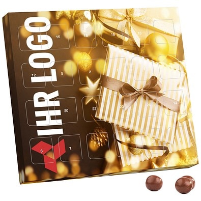 XS Adventskalender, Brandt Knusperkugeln Vollmilch, Gold-Paket