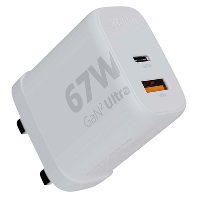 Xtorm XEC067G GaN² Ultra 67 W Wandladegerät mit UK-Stecker, weiss