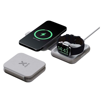 Xtorm XWF21 15 W Faltbares Kabelloses 2-in-1-Reise-Ladegerät, grau
