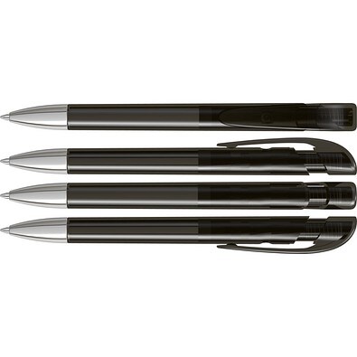 uma® Kugelschreiber YES SI transparent inkl. Metallspitze, anthrazit