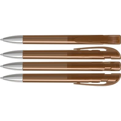 uma® Kugelschreiber YES SI transparent inkl. Metallspitze, braun