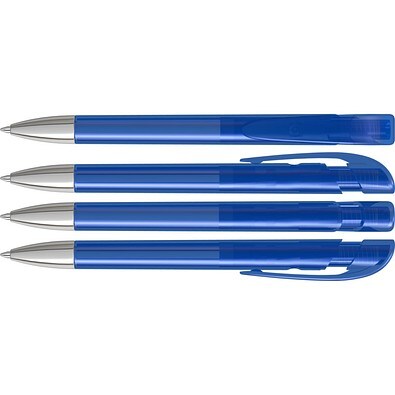 uma® Kugelschreiber YES SI transparent inkl. Metallspitze, dunkelblau