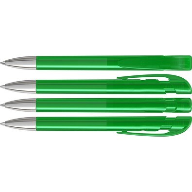 uma® Kugelschreiber YES SI transparent inkl. Metallspitze, dunkelgrün