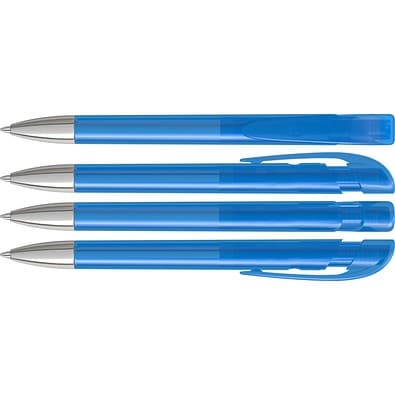 uma® Kugelschreiber YES SI transparent inkl. Metallspitze, hellblau